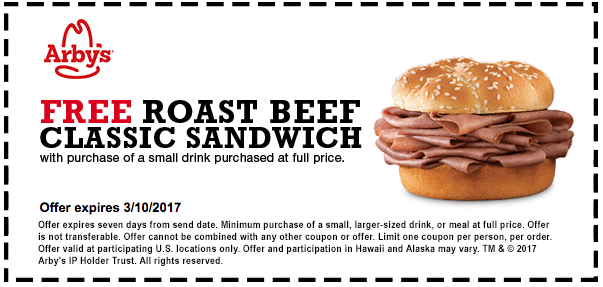 Print Coupon Arbys Coupon Free Roast Beef Classic Sandwich