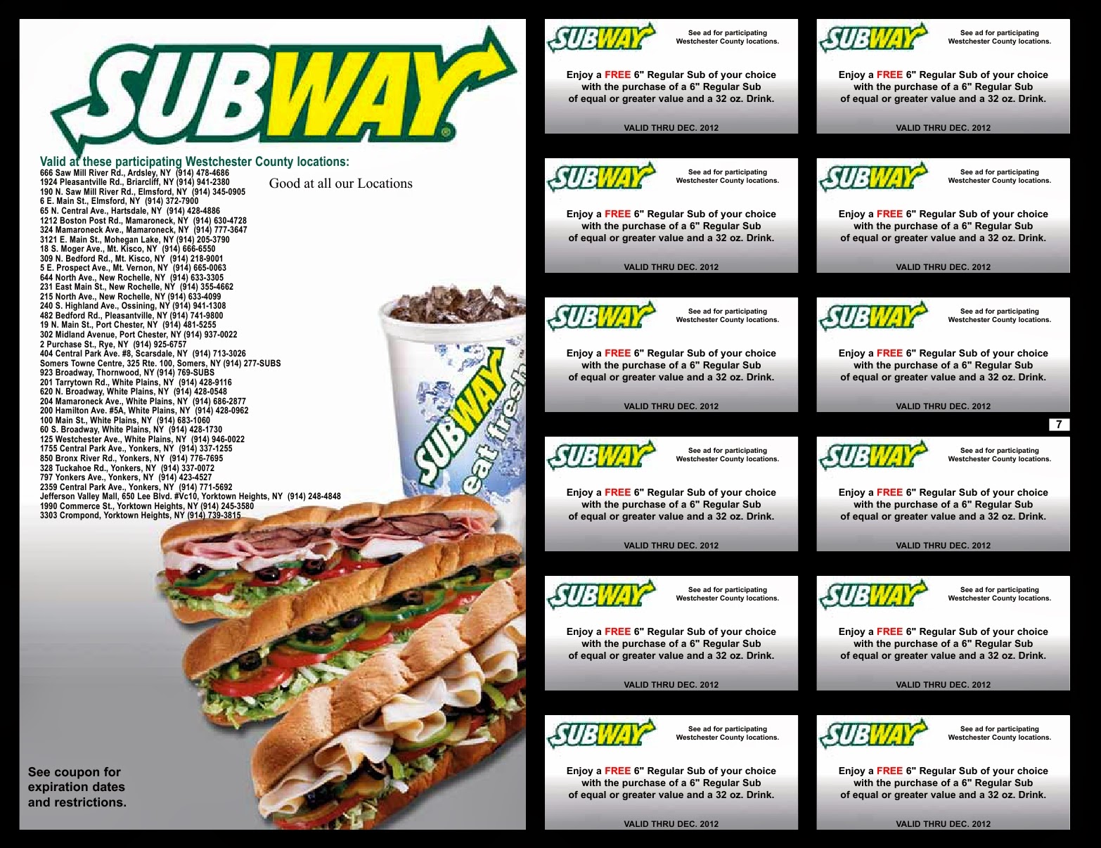  Subway coupons