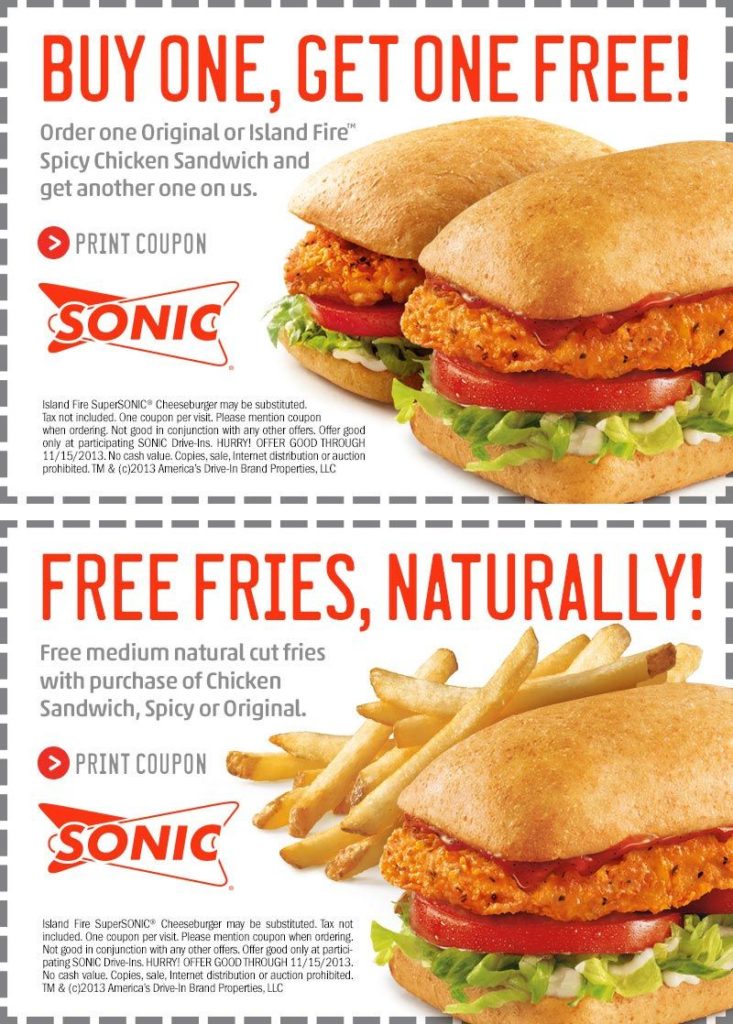 free printable sonic fast food coupon Grab Your Printable Coupons