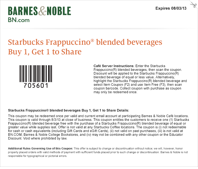 frappuccino coupons-starbucks