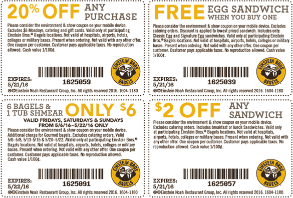 Einstein Bagels coupons | Grab Your Printable Coupons