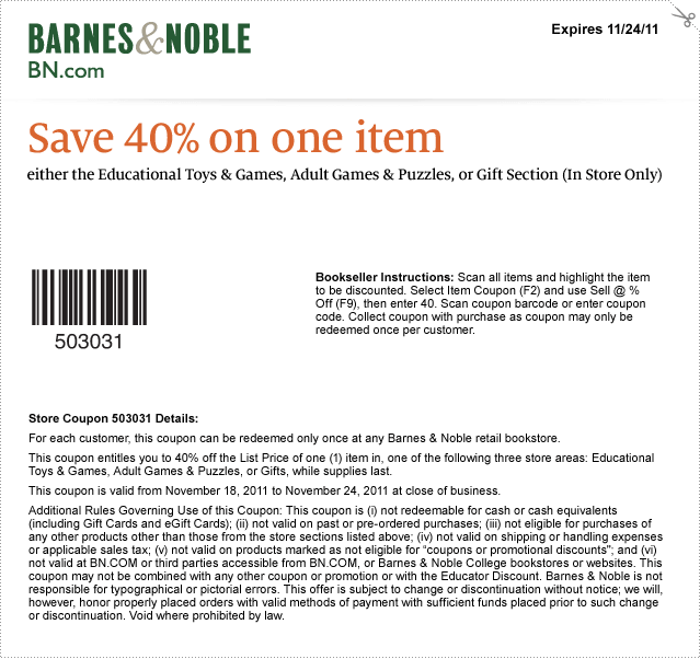 print-Barnes & Noble Coupon code 2023